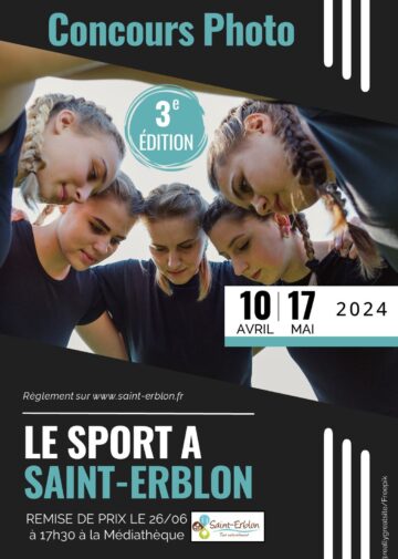 Affiche du concours photo 2024 sur le thème du sport à saint-erblon.